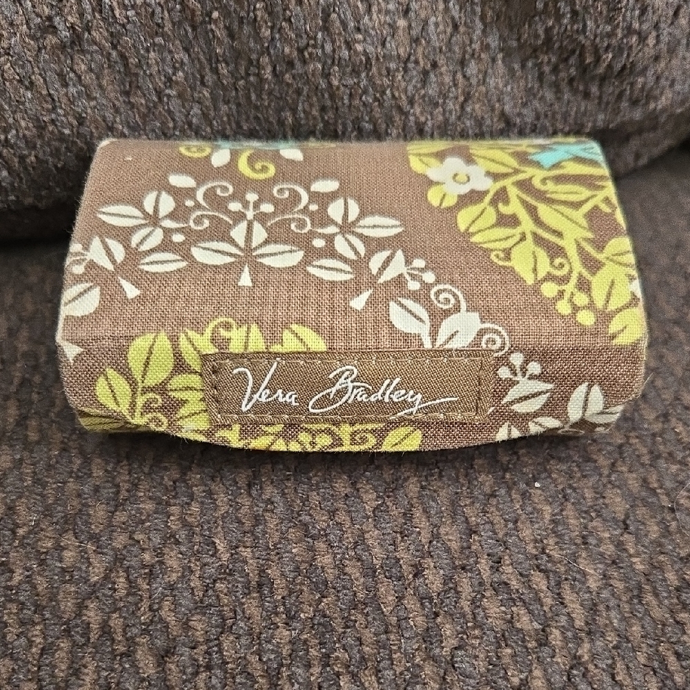Vera Bradley Brown and Green Floral Cosmetic Case Lipstick Holder